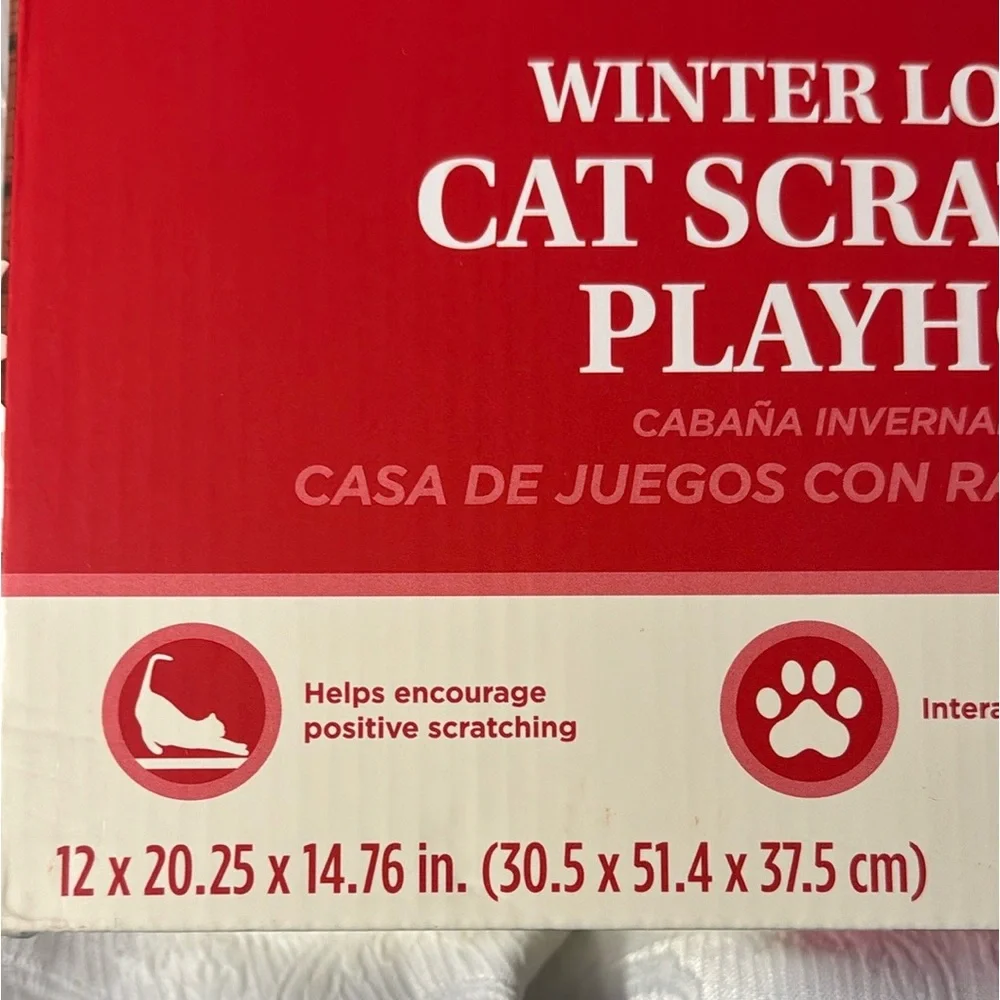 Heart to Tail - Winter Log Cabin Cat Scratching Playhouse with Catnip